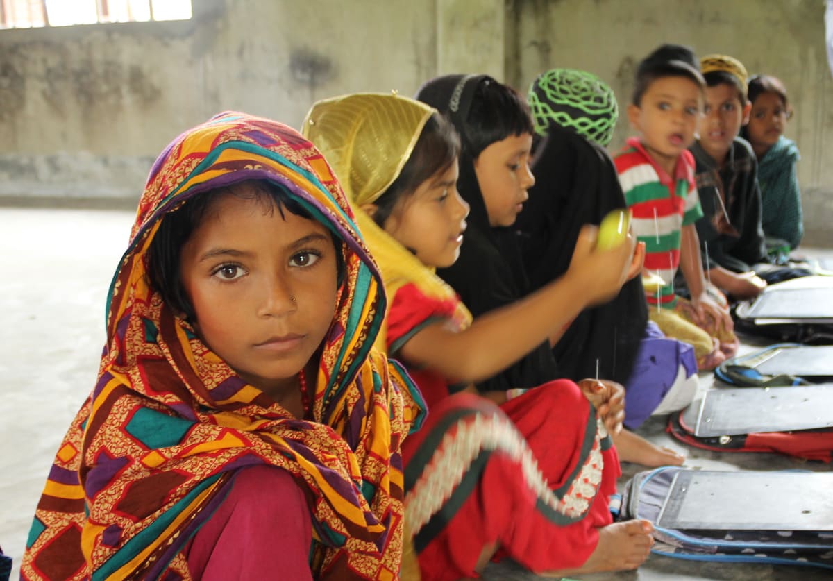 Children studying at the Al Mansur Orphanage in Laxmipur